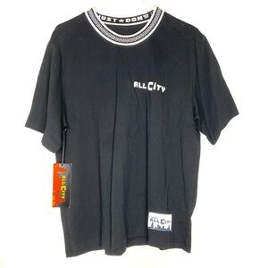 All City by Just Don Black Short Sleeve Shirt Medium NWT